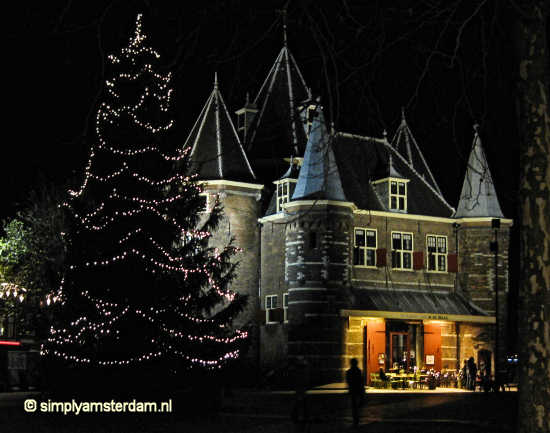 Christmas trees lit on Amsterdam squares