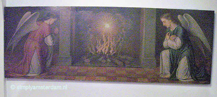 Painting of fire with sacramental bread in Beguinage Chapel